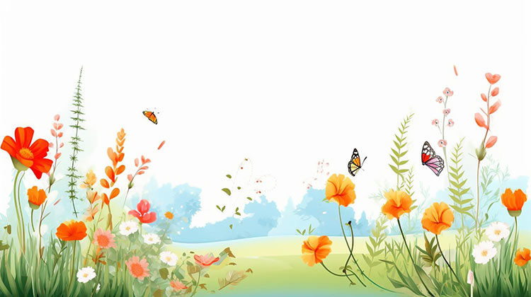 手绘鲜艳鲜花插画背景