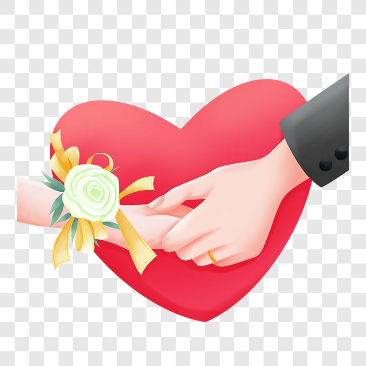 情人节浪漫情侣婚礼牵手手势插画元素